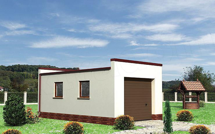 Projekt domu Garaż 08 - murowana – beton komórkowy