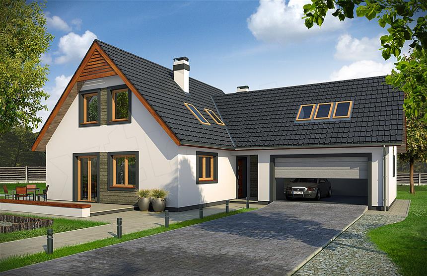 Projekt domu Sosenka 2 energo+ wersja B z podwójnym garażem