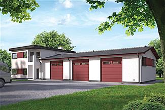 Projekt domu Murator GMC44 Budynek garażowo-magazynowy z cześcią mieszkalną