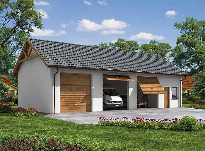 Projekt domu G38 szkielet drewniany, garaż trzystanowiskowy z pomieszczeniami gospodarczymi