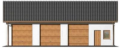 G38 szkielet drewniany, garaż trzystanowiskowy z pomieszczeniami gospodarczymi elewacja