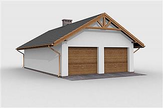 Projekt domu G1m szkielet drewniany, garaż dwustanowiskowy z pomieszczeniem gospodarczym