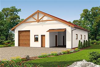 Projekt domu G51 szkielet drewniany, budynek garażowy