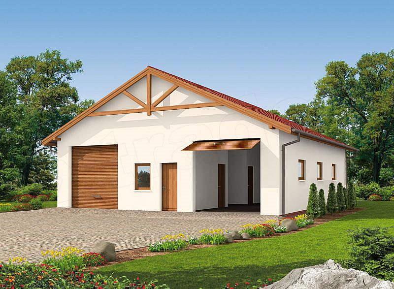 Projekt domu G51 szkielet drewniany, budynek garażowy