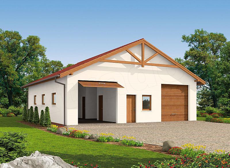 Projekt domu G51 szkielet drewniany, budynek garażowy