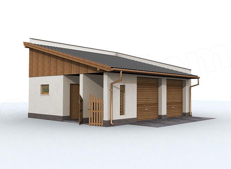 Projekt domu G97 szkielet drewniany, garaż dwustanowiskowy