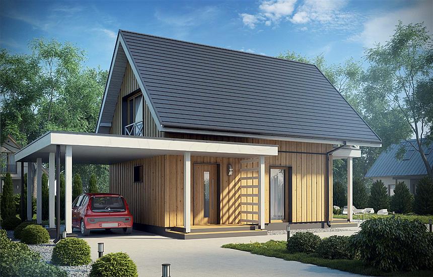 Projekt domu D157 - wersja drewniana