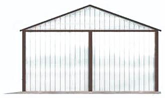 GB28 projekt garażu blaszanego z wiatą elewacja
