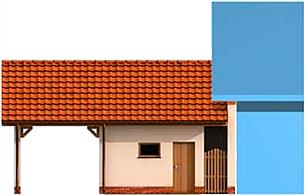 GP10 garaż dostawiany jednostanowiskowy z pomieszczeniem gospodarczym i wiatą elewacja