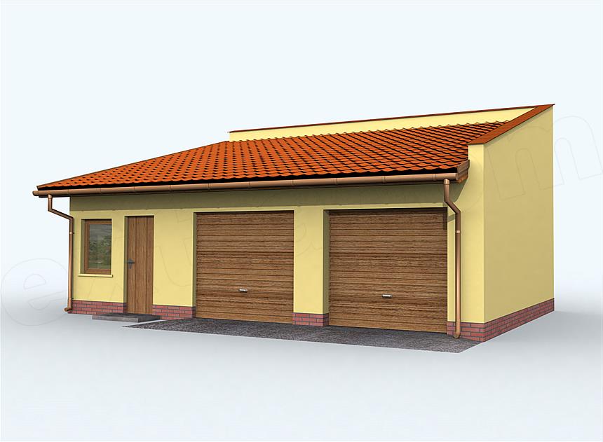 Projekt domu G85 szkielet drewniany projekt garażu dwustanowiskowego z pomieszczeniami gospodarczymi