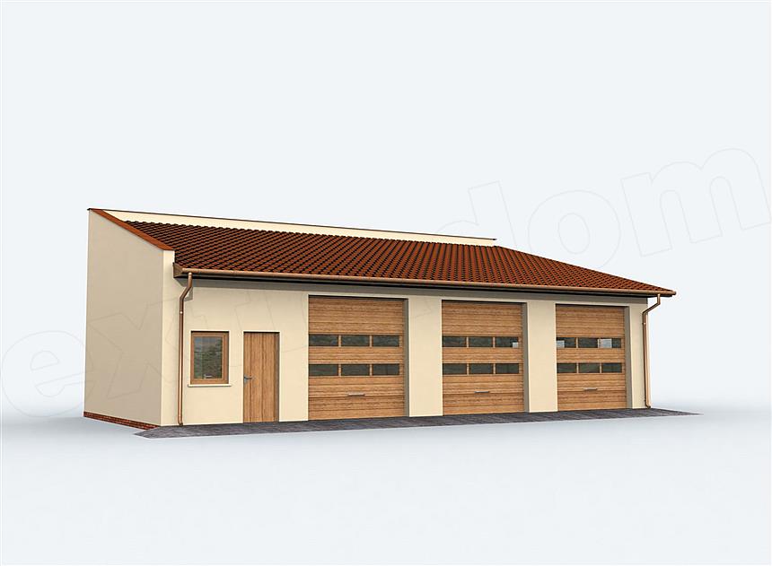 Projekt domu G160 szkielet drewniany garaż trzystanowiskowy