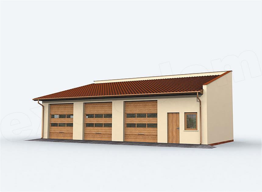 Projekt domu G160 szkielet drewniany garaż trzystanowiskowy