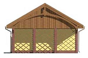 G118 garaż dwustanowiskowy z wiatą i pomieszczeniem gospodarczym elewacja