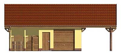 G118 garaż dwustanowiskowy z wiatą i pomieszczeniem gospodarczym elewacja