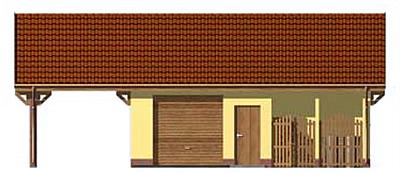 G118 garaż dwustanowiskowy z wiatą i pomieszczeniem gospodarczym elewacja