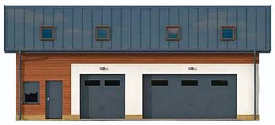 G299 garaż trzystanowiskowy z pomieszczeniem gospodarczym i poddaszem użytkowym elewacja