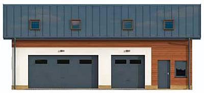 G299 garaż trzystanowiskowy z pomieszczeniem gospodarczym i poddaszem użytkowym elewacja