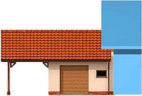 GP10 garaż dostawiany jednostanowiskowy z pomieszczeniem gospodarczym i wiatą elewacja