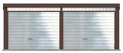 GB14 Garaż blaszany dwustanowiskowy elewacja