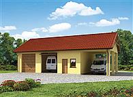 G210 garaż dwustanowiskowy z pomieszczeniami gospodarczymi i wiatą