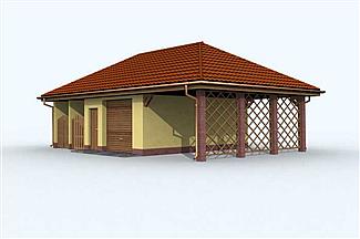 Projekt domu G119 garaż dwustanowiskowy z wiatą
