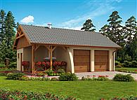 G42 garaż dwustanowiskowy z pomieszczeniem gospodarczym i altaną ogrodową z grilem