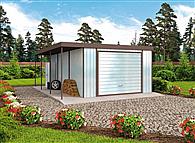 GB10 projekt garażu blaszanego jednostanowiskowego z wiatą