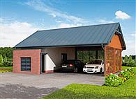 G275 wiata garażowa z pomieszczeniem gospodarczym