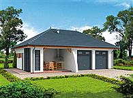 G315 garaż dwustanowiskowy z pomieszczeniem gospodarczym i altaną