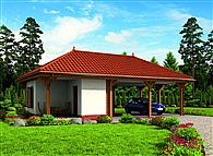 G239 wiata garażowa dwustanowiskowa z pomieszczeniem gospodarczym