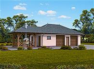 G247 garaż dwustanowiskowy z pomieszczeniami gospodarczymi i werandą