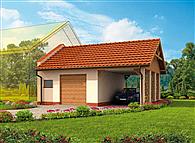 GP10 garaż dostawiany jednostanowiskowy z pomieszczeniem gospodarczym i wiatą