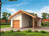 G31m garaż jednostanowiskowy z wiatą i pomieszczeniem gospodarczym