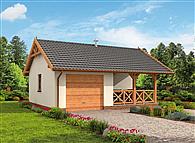 G264a garaż jednostanowiskowy z pomieszczeniem gospodarczym i werandą