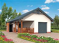 G285 garaż jednostanowiskowy z pomieszczeniem gospodarczym i werandą