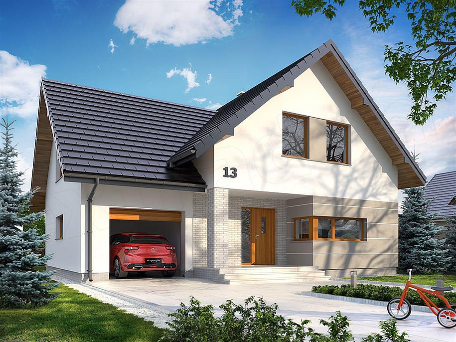 Проект уютного загородного коттеджа с гаражом r3755.