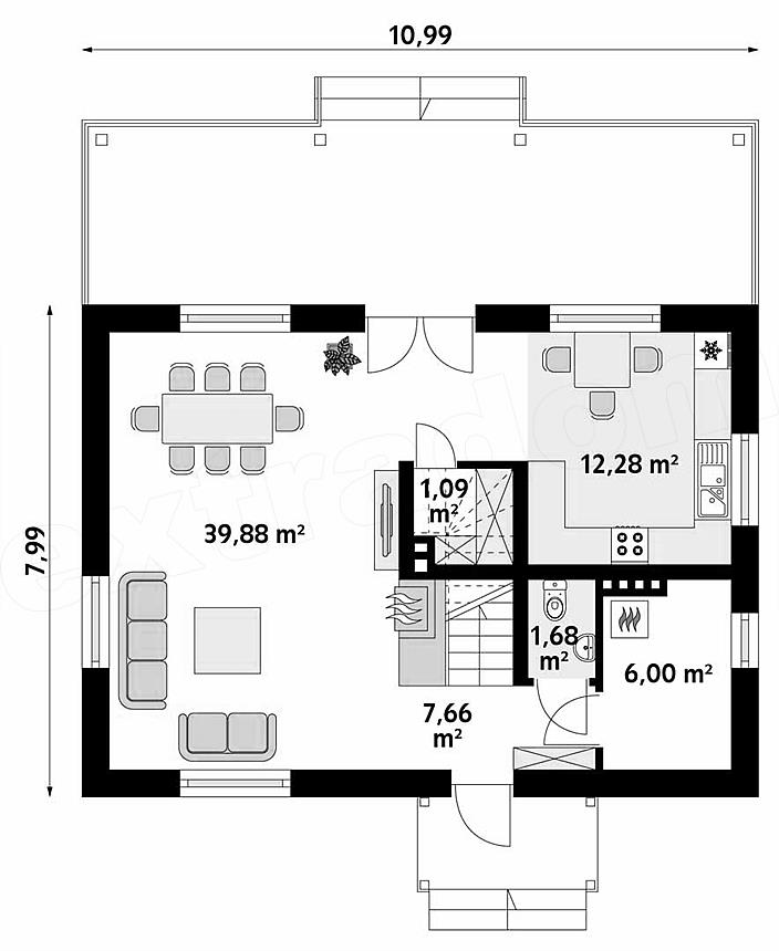 Projekt Domu Malinowy 118,43 M2 - Koszt Budowy 181 Tys. Zł - EXTRADOM