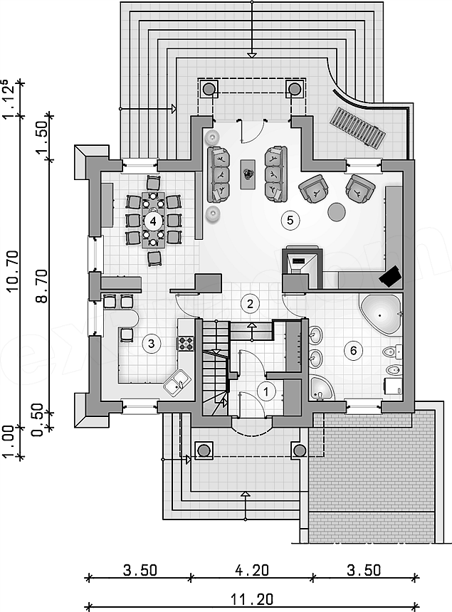 Rzut parteru projektu GL-387 Bella