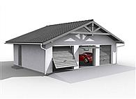 G5 szkielet drewniany, garaż trzystanowiskowy