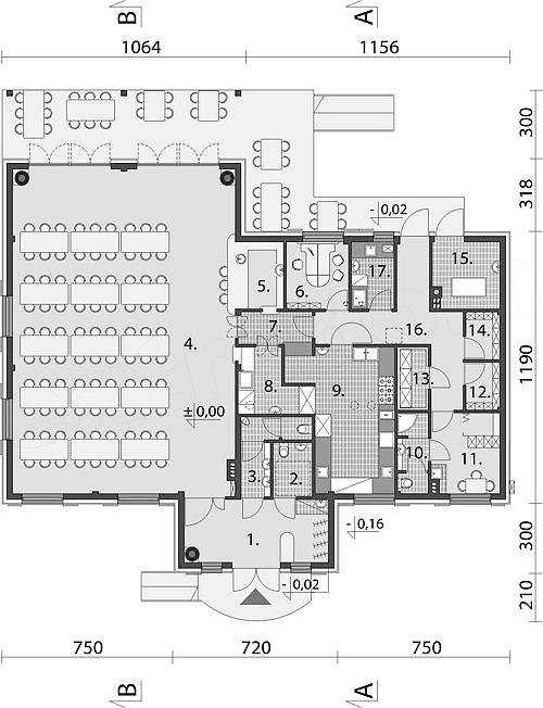 Projekt restauracji Restauracja K 01c 271,27 m2 koszt budowy EXTRADOM -> Projekt Kuchnia Koszalin Restauracja Projekt restauracji Restauracja K 01c 271,27 m2 koszt budowy EXTRADOM -> Projekt Kuchnia Koszalin Restauracja
