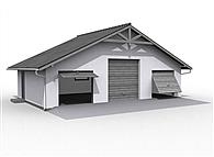 G7 szkielet drewniany, garaż trzystanowiskowy