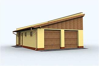 Projekt domu G132 garaż dwustanowiskowy z pomieszczeniem gospodarczym