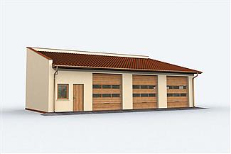 Projekt domu G160 szkielet drewniany garaż trzystanowiskowy