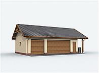 G156 szkielet drewniany garaż trzystanowiskowy z pomieszczeniem gospodarczym