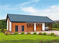 G281A garaż dwustanowiskowy z pomieszczeniem gospodarczym i wiatą