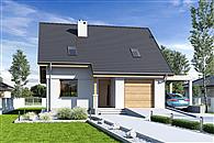 Biała z garażem i wiatą [A1]