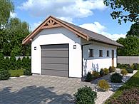 G340 szkielet drewniany garaż jednostanowiskowy z pomieszczeniem gospodarczym