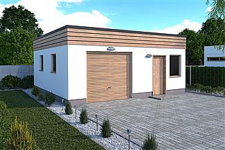 Projekt domu G345 garaż jednostanowiskowy z pomieszczeniem gospodarczym