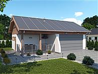 G314A garaż dwustanowiskowy z pomieszczeniem gospodarczym i werandą